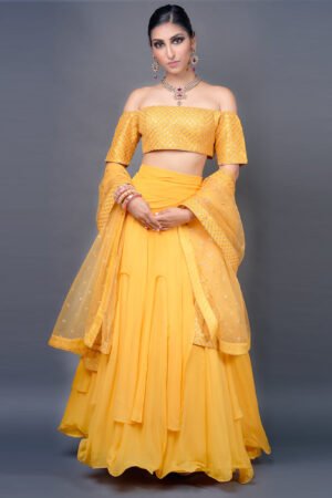 Yellow Off-shoulder Lehnga Set